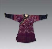 清 紫底繡龙鶴纹袍